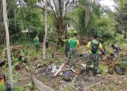 Wujudkan Lingkungan Bersih, Satgas Pamtas RI mly Yonarmed 10 / Bradjamusti Gelar Kerja Bhakti Bersama Warga