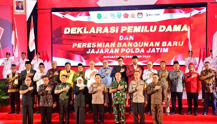 Dankodiklatal Ikuti Deklarasi Pemilu Aman dan Damai di Polda Jatim