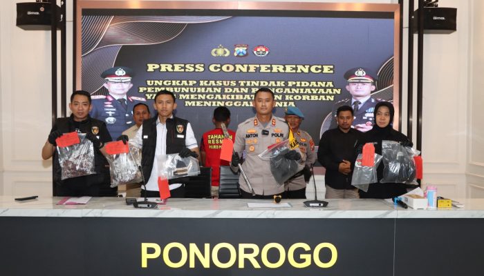 Polres Ponorogo Amankan Tersangka Kasus Pembunuhan di Malam Tahun Baru