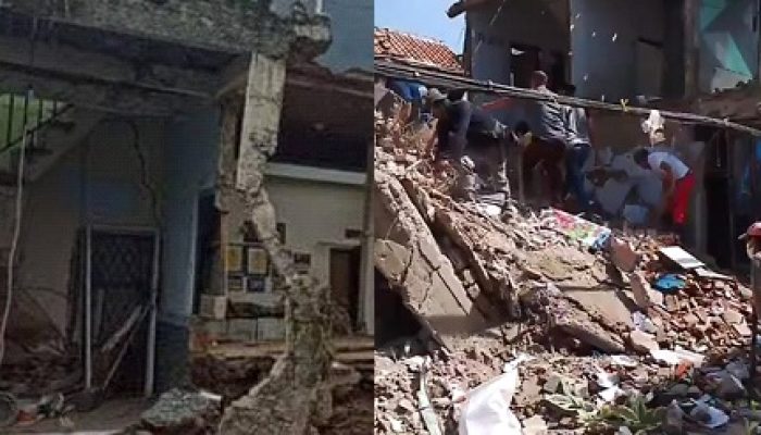 Warga Sekitar Histeris, Bangunan 3 Lantai Ambruk Seketika