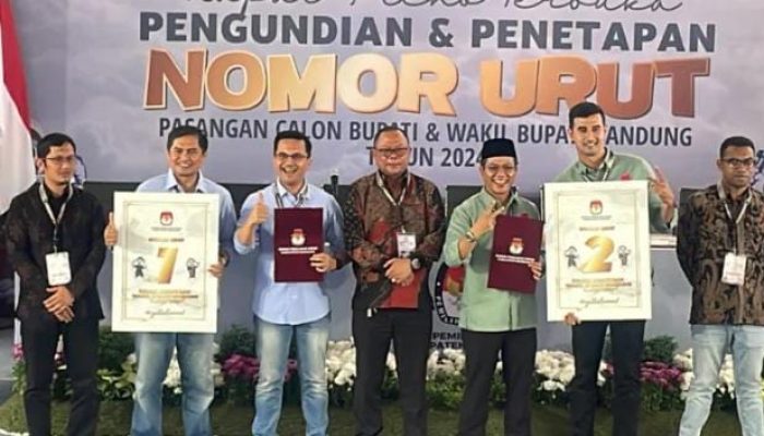 KPU Kabupten Bandung Umumkan Nomor Urut Pasangan Cabub-Cawabup 2024