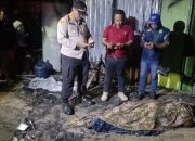 Diduga Hilang Kendali Pengendara Sepeda Motor Menabrak Warung Bensin Eceran Hingga Terbakar