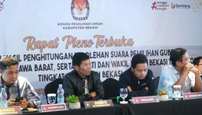 KPU Kabupaten Bekasi Tetapkan Hasil Rekapitulasi Suara Pilkada 2024 Paslon Bupati dan Wakil Bupati Nomor Urut 03 Raih Suara Terbanyak.