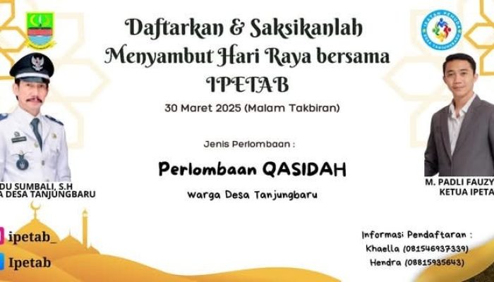 Sambut Hari Raya Idul Fitri 1446, IPETAB Dan Pemdes Tanjungbarugelar Lomba Qasidah Dan Tabuh Bedug