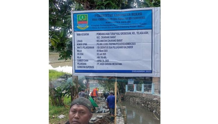 Keterlaluan, Proyek Pembangunan Turap Saluran Kali di Kelurahan Telaga Asih Diduga Menyimpang Dari RAB