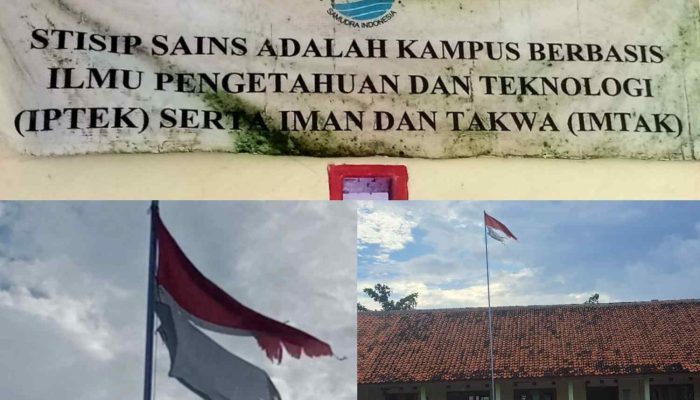 Miris! Bendera Merah Putih Robek dan Kusam Berkibar di Depan Kantor STISIP SAINS, Tak Ada Tanggapan Pihak Kampus