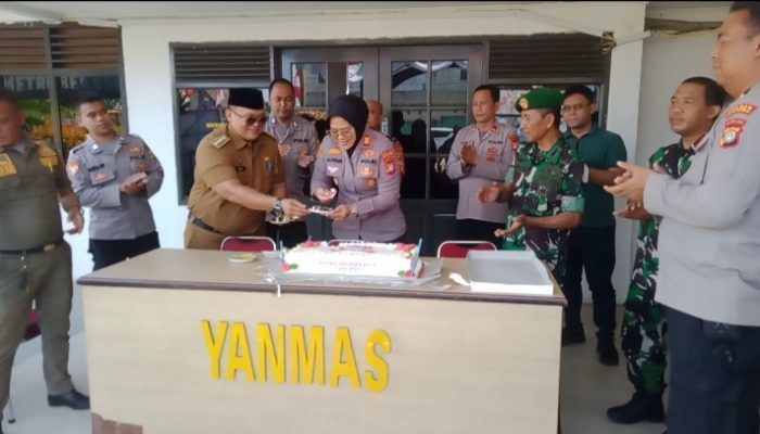 Kapolsek Kedungwaringin Terima Kunjungan Forkopimcam Beserta Koramil 13/Kedungwaringin Di HUT Bhayangkara Ke-79.