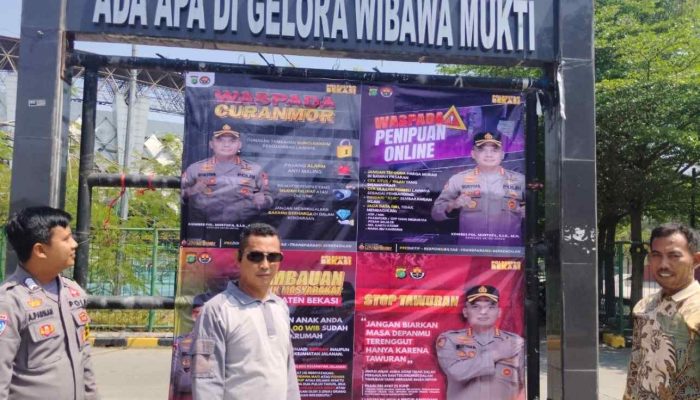 Polsek Cikarang Timur Berikan Himbauan Lewat Baliho Jaga Kemananan Cegah Kejahatan