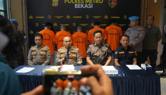 Lima Tersangka Curanmor Yang Resahkan Warga Diamankan Polres Metro Bekasi, Beberapa Unit Barbuk Disita