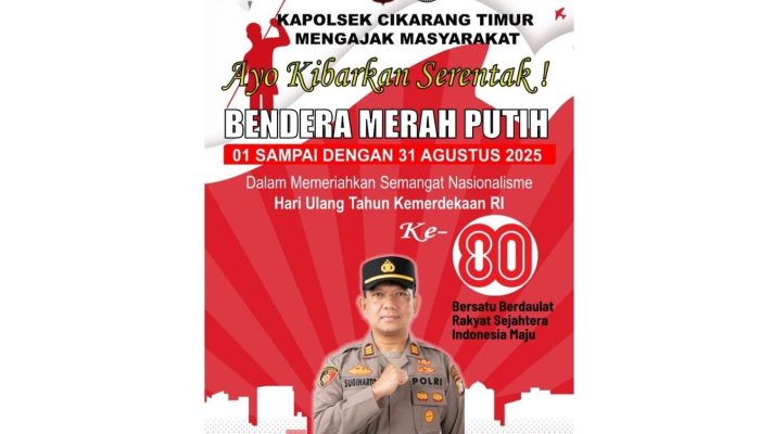 Kapolsek Cikarang Timur Ajak Masyarakat Kibarkan Bendera Merah Putih Sambut HUT RI KE-80