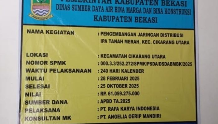 Proyek IPA Tanah Merah 61,8 Miliar Diduga Janggal, Kabid dan Kadis SDABMBK Kab.Bekasi Kompak Bungkam