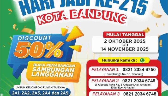 Rayakan Usia Bandung ke-215, Perumda Tirtawening Hadirkan Promo Spektakuler!