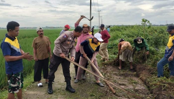 Sinergi Tanpa Batas Bhabinkamtibmas Polsek Cikarang Timur dan Kepala Desa Tanjungbaru Pimpin Kerja Bakti Serta Penghijauan.