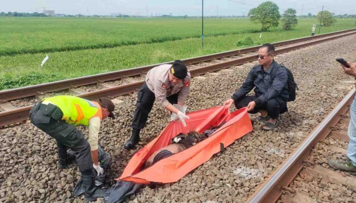 Polsek Cikarang Timur Bergerak Cepat Evakuasi Jasad Pria Tertabrak Kereta Api di Rawagebang