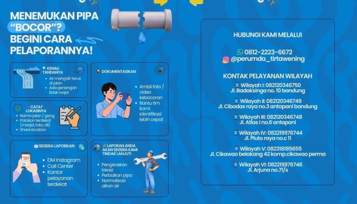 Perumda Tirtawening Siap Tindak Lanjuti Laporan Kebocoran Pipa