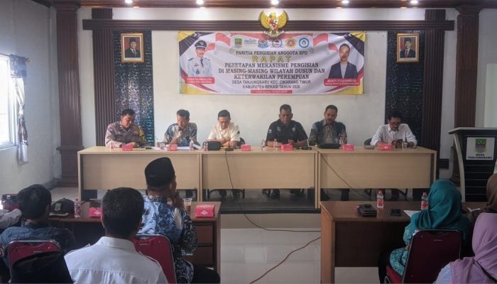 Jamin Kondusivitas, Polsek Cikarang Timur Kawal Ketat Musdes Penetapan Unsur Masyarakat Tahapan Pemilihan BPD di Desa Tanjungbaru.