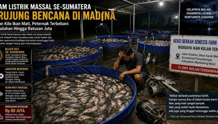 Padam Listrik Massal Se-Sumatera Berujung Bencana di Madina: Ratusan Kilo Ikan Mati, Peternak Terbebani Rugi Puluhan Hingga Ratusan Juta