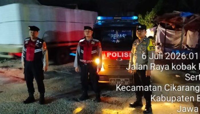 Cegah Kriminalitas Malam Unit Samapta Polsek Cikarang Timur Gelar Patroli Sisir Jalur Rawan di Cikarang Timur