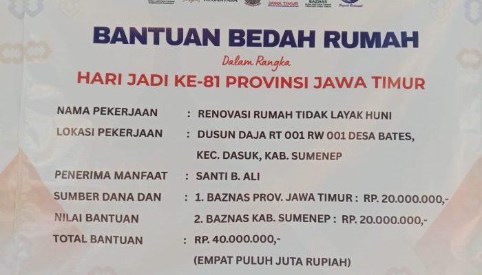 Rumah Tak Layak Huni di Dasuk Akan Disulap, Baznas Kucurkan Bantuan Rp40 Juta